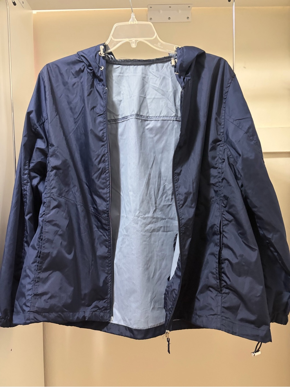 Women’s Navy Windbreaker Rain Jacket with Hood